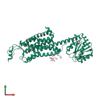 PDB entry 4zj8 coloured by chain, front view.