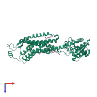 PDB entry 4zj8 coloured by chain, top view.