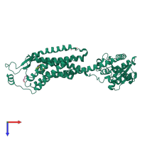 PDB entry 4zjc coloured by chain, top view.