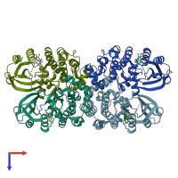 PDB entry 4zji coloured by chain, top view.