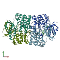 PDB entry 4zjj coloured by chain, front view.
