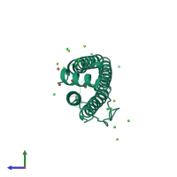 PDB entry 4zjk coloured by chain, side view.