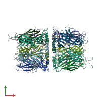 PDB entry 4zjt coloured by chain, front view.