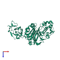 PDB entry 4zkf coloured by chain, top view.