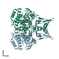 PDB entry 4zkj coloured by chain, front view.