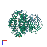 PDB entry 4zkj coloured by chain, top view.