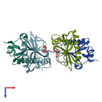 PDB entry 4zkl coloured by chain, top view.