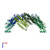 PDB entry 4zl6 coloured by chain, top view.