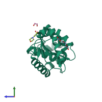 PDB entry 4zl9 coloured by chain, side view.