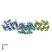 PDB entry 4zlc coloured by chain, top view.