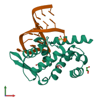 PDB entry 4zld coloured by chain, front view.