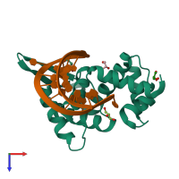 PDB entry 4zld coloured by chain, top view.