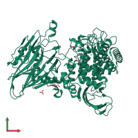 PDB entry 4zlg coloured by chain, front view.