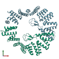 PDB entry 4zlh coloured by chain, front view.