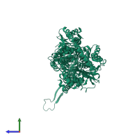 PDB entry 4zlj coloured by chain, side view.