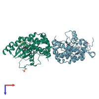 PDB entry 4zlo coloured by chain, top view.