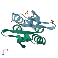 PDB entry 4zlx coloured by chain, top view.