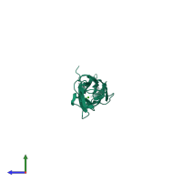 PDB entry 4zmo coloured by chain, side view.