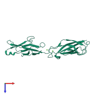 PDB entry 4zmo coloured by chain, top view.