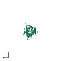 PDB entry 4zmp coloured by chain, side view.