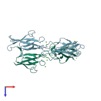 PDB entry 4zmq coloured by chain, top view.