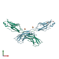 PDB entry 4zmw coloured by chain, front view.