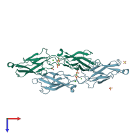 PDB entry 4zmw coloured by chain, top view.