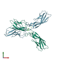 PDB entry 4zmx coloured by chain, front view.