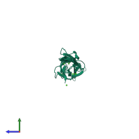 PDB entry 4zmy coloured by chain, side view.