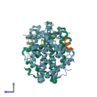 PDB entry 4zn7 coloured by chain, side view.