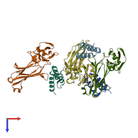 PDB entry 4znc coloured by chain, top view.