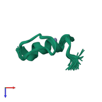 PDB entry 4znf coloured by chain, ensemble of 41 models, top view.
