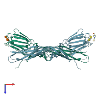 PDB entry 4zno coloured by chain, top view.