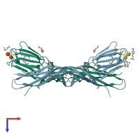 PDB entry 4znq coloured by chain, top view.