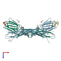 PDB entry 4znr coloured by chain, top view.
