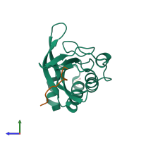 PDB entry 4zny coloured by chain, side view.