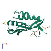 PDB entry 4zny coloured by chain, top view.