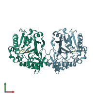 PDB 4zo3 coloured by chain and viewed from the front.