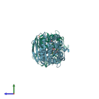 PDB entry 4zoj coloured by chain, side view.