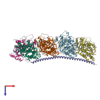 PDB entry 4zol coloured by chain, top view.