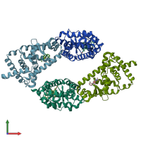 PDB entry 4zom coloured by chain, front view.