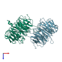 PDB entry 4zov coloured by chain, top view.