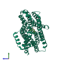 PDB entry 4zow coloured by chain, side view.