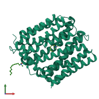 PDB entry 4zp2 coloured by chain, front view.