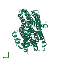 PDB entry 4zp2 coloured by chain, side view.