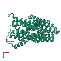 PDB entry 4zp2 coloured by chain, top view.