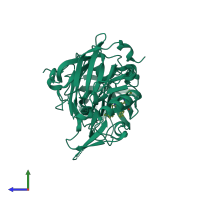 PDB entry 4zpe coloured by chain, side view.