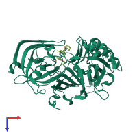 PDB entry 4zpf coloured by chain, top view.