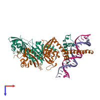 PDB entry 4zpk coloured by chain, top view.