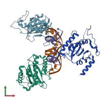 PDB entry 4zq9 coloured by chain, front view.